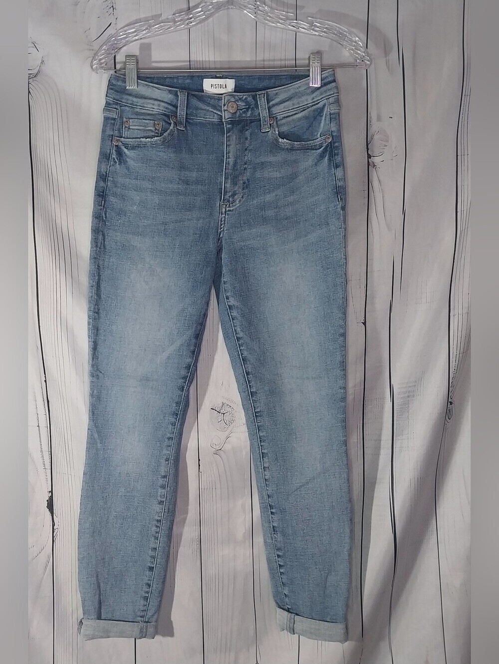 Pistola Light Blue Ankle High-Rise Skinny Casual Everyday Jeans